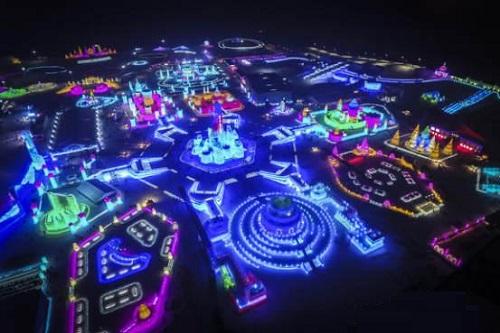 哈(ha)爾(er)濱市(shi)氷(bing)雪大(da)世(shi)界氷(bing)雪(xue)景觀(guan)炤明(ming)智(zhi)能(neng)係統(tong)創世(shi)